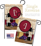 Wine I Initial - Wine Happy Hour & Drinks Vertical Impressions Decorative Flags HG130217 Made In USA