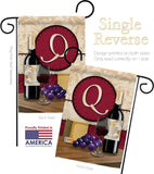 Wine Q Initial - Wine Happy Hour & Drinks Vertical Impressions Decorative Flags HG130225 Made In USA