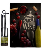 Save Water and Wine - Wine Happy Hour & Drinks Vertical Impressions Decorative Flags HG117070 Made In USA