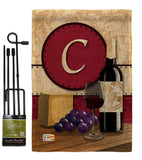 Wine C Initial - Wine Happy Hour & Drinks Vertical Impressions Decorative Flags HG130211 Made In USA