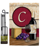 Wine C Initial - Wine Happy Hour & Drinks Vertical Impressions Decorative Flags HG130211 Made In USA