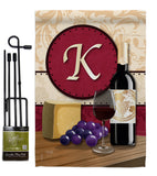 Wine K Initial - Wine Happy Hour & Drinks Vertical Impressions Decorative Flags HG130219 Made In USA