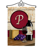 Wine P Initial - Wine Happy Hour & Drinks Vertical Impressions Decorative Flags HG130224 Made In USA