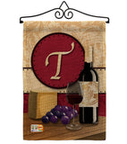 Wine T Initial - Wine Happy Hour & Drinks Vertical Impressions Decorative Flags HG130228 Made In USA