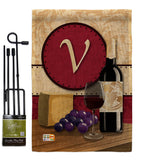 Wine V Initial - Wine Happy Hour & Drinks Vertical Impressions Decorative Flags HG130230 Made In USA