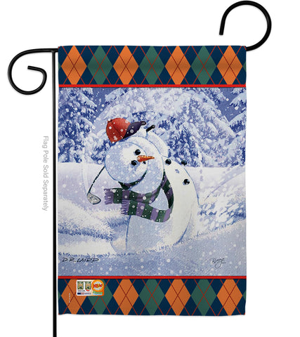 Snowman Golf - Winter Wonderland Winter Vertical Impressions Decorative Flags HG114119 Made In USA