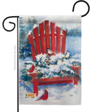 Red Chair in Winter - Winter Wonderland Winter Vertical Impressions Decorative Flags HG114193 Made In USA