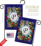 Winter P Initial - Winter Wonderland Winter Vertical Impressions Decorative Flags HG130094 Made In USA