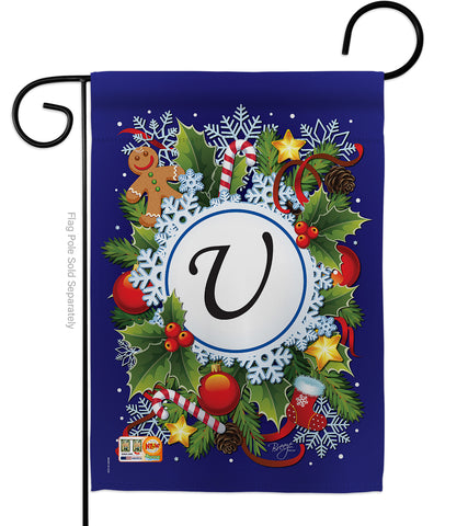 Winter U Initial - Winter Wonderland Winter Vertical Impressions Decorative Flags HG130099 Made In USA