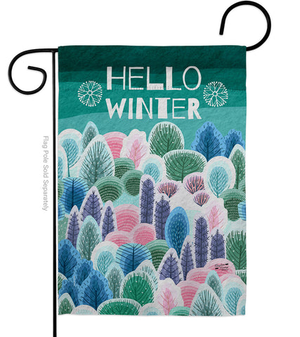 Winter Hello - Winter Wonderland Winter Vertical Impressions Decorative Flags HG130290 Made In USA