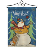Winter Wishes Snowman - Winter Wonderland Winter Vertical Impressions Decorative Flags HG114158 Made In USA