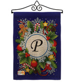 Winter P Initial - Winter Wonderland Winter Vertical Impressions Decorative Flags HG130094 Made In USA