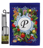 Winter P Initial - Winter Wonderland Winter Vertical Impressions Decorative Flags HG130094 Made In USA