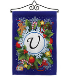 Winter U Initial - Winter Wonderland Winter Vertical Impressions Decorative Flags HG130099 Made In USA