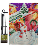 Frosted Snowman - Winter Wonderland Winter Vertical Impressions Decorative Flags HG192292 Made In USA