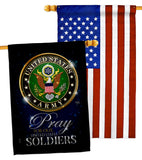 Pray United States Soldiers - Military Americana Vertical Impressions Decorative Flags HG120065 Made In USA
