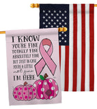 Pink Im Here - Support Inspirational Vertical Impressions Decorative Flags HG120273 Made In USA