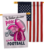 Pink Football - Support Inspirational Vertical Impressions Decorative Flags HG120274 Made In USA