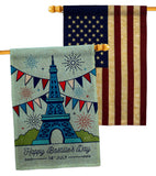 Happy Bastille Day - Nationality Flags of the World Horizontal Impressions Decorative Flags HG130394 Made In USA