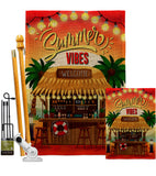 Welcome Vibes - Beach Coastal Vertical Impressions Decorative Flags HG106109 Made In USA