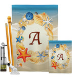 Summer A Initial - Beach Coastal Vertical Impressions Decorative Flags HG130157 Made In USA