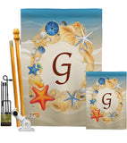 Summer G Initial - Beach Coastal Vertical Impressions Decorative Flags HG130163 Made In USA