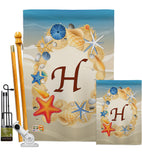 Summer H Initial - Beach Coastal Vertical Impressions Decorative Flags HG130164 Made In USA