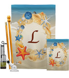 Summer L Initial - Beach Coastal Vertical Impressions Decorative Flags HG130168 Made In USA