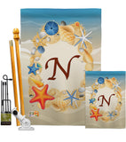 Summer N Initial - Beach Coastal Vertical Impressions Decorative Flags HG130170 Made In USA