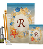 Summer R Initial - Beach Coastal Vertical Impressions Decorative Flags HG130174 Made In USA