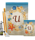 Summer U Initial - Beach Coastal Vertical Impressions Decorative Flags HG130177 Made In USA