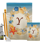 Summer Y Initial - Beach Coastal Vertical Impressions Decorative Flags HG130181 Made In USA