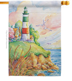 Cliff Lighthouse - Beach Coastal Vertical Impressions Decorative Flags HG106064 Made In USA