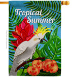 Tropical Cockatoo - Beach Coastal Vertical Impressions Decorative Flags HG106107 Made In USA