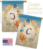 Summer C Initial - Beach Coastal Vertical Impressions Decorative Flags HG130159 Made In USA