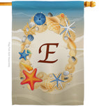 Summer E Initial - Beach Coastal Vertical Impressions Decorative Flags HG130161 Made In USA