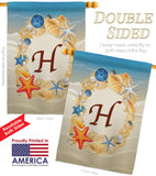 Summer H Initial - Beach Coastal Vertical Impressions Decorative Flags HG130164 Made In USA