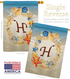 Summer H Initial - Beach Coastal Vertical Impressions Decorative Flags HG130164 Made In USA