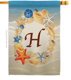 Summer H Initial - Beach Coastal Vertical Impressions Decorative Flags HG130164 Made In USA