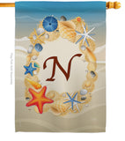 Summer N Initial - Beach Coastal Vertical Impressions Decorative Flags HG130170 Made In USA