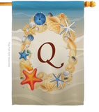 Summer Q Initial - Beach Coastal Vertical Impressions Decorative Flags HG130173 Made In USA