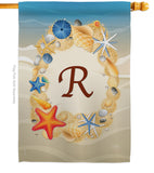 Summer R Initial - Beach Coastal Vertical Impressions Decorative Flags HG130174 Made In USA