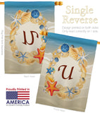 Summer U Initial - Beach Coastal Vertical Impressions Decorative Flags HG130177 Made In USA