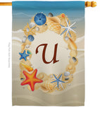 Summer U Initial - Beach Coastal Vertical Impressions Decorative Flags HG130177 Made In USA