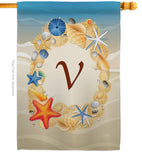 Summer V Initial - Beach Coastal Vertical Impressions Decorative Flags HG130178 Made In USA