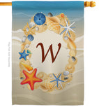 Summer W Initial - Beach Coastal Vertical Impressions Decorative Flags HG130179 Made In USA