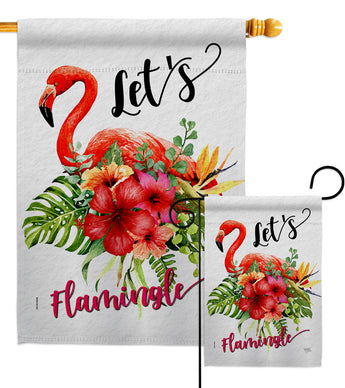 Let’s Flamingle - Beach Coastal Vertical Impressions Decorative Flags HG106094 Made In USA