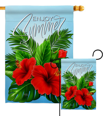 Enjoy Hibiscus - Beach Coastal Vertical Impressions Decorative Flags HG106095 Made In USA