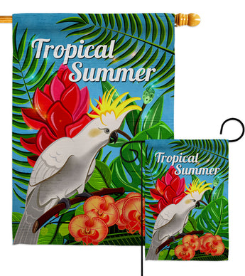 Tropical Cockatoo - Beach Coastal Vertical Impressions Decorative Flags HG106107 Made In USA