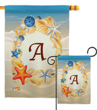 Summer A Initial - Beach Coastal Vertical Impressions Decorative Flags HG130157 Made In USA